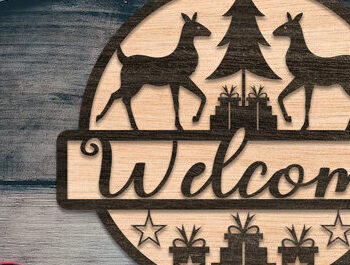 Intra απο ξύλο plywood Χρώμα wenge 3mm-4mm πάχος - Χριστουγεννιάτικη πινακίδα υποδοχής πόρτας με λέιζερ Δίασταση 15x15 cm INTRAFABR-76097386 - Image 1