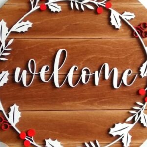 Intra απο ξύλο plywood  Χρώμα wenge 3mm-4mm πάχος - Χριστουγεννιάτικο σημάδι καλωσορίσματος Δίασταση 15x15 cm INTRAFABR-101883964