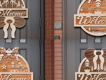 Intra απο ξύλο plywood  Χρώμα wenge 3mm-4mm πάχος - Χριστουγεννιάτικο Σετ κοπής με λέιζερ καλωσορίσματος Δίασταση 15x15 cm INTRAFABR-121349261 - Image 1