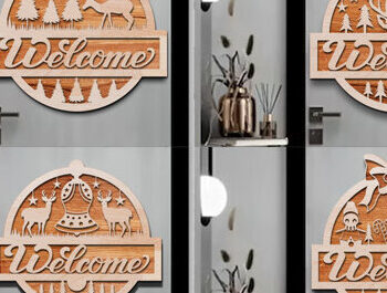 Intra απο ξύλο plywood  Χρώμα wenge 3mm-4mm πάχος - Χριστουγεννιάτικο Σετ κοπής με λέιζερ καλωσορίσματος Δίασταση 15x15 cm INTRAFABR-121349191 - Image 1