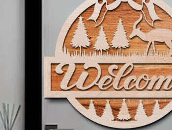 Intra απο ξύλο plywood  Χρώμα wenge 3mm-4mm πάχος - Χριστουγεννιάτικο Σετ κοπής με λέιζερ καλωσορίσματος Δίασταση 15x15 cm INTRAFABR-121349191 - Image 5