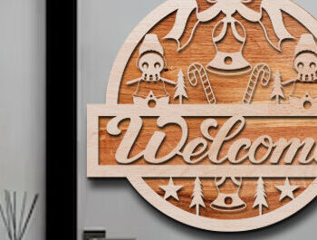 Intra απο ξύλο plywood  Χρώμα wenge 3mm-4mm πάχος - Χριστουγεννιάτικο σημάδι καλωσορίσματος Δίασταση 15x15 cm INTRAFABR-121349197 - Image 1