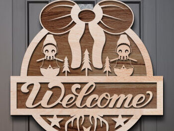 Intra απο ξύλο plywood  Χρώμα wenge 3mm-4mm πάχος - Χριστουγεννιάτικο σημάδι καλωσορίσματος Δίασταση 15x15 cm INTRAFABR-122389180 - Image 1