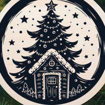 Intra απο ξύλο plywood Χρώμα wenge 3mm-4mm πάχος - Χριστουγεννιάτικο ιδιότροπο μελόψωμο σπίτι Δίασταση 15x15 cm INTRAFABR-31611717 - Image 6