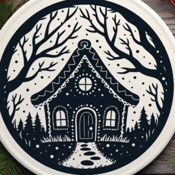 Intra απο ξύλο plywood Χρώμα wenge 3mm-4mm πάχος - Χριστουγεννιάτικο ιδιότροπο μελόψωμο σπίτι Δίασταση 15x15 cm INTRAFABR-115722040 - Image 7