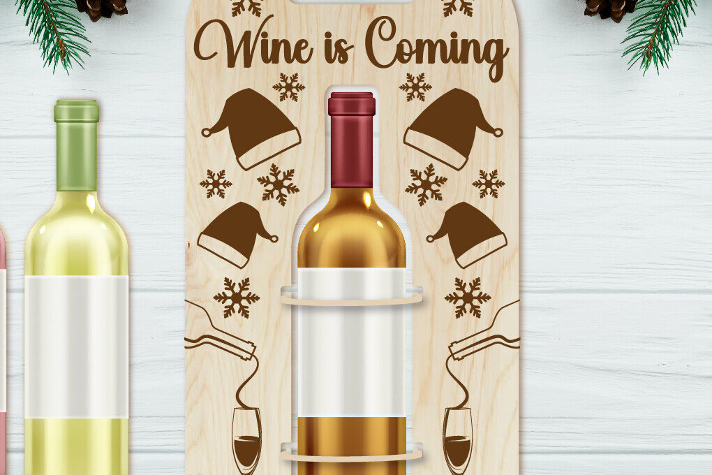 Intra απο ξύλο plywood  Χρώμα wenge 3mm-4mm πάχος - Χριστουγεννιάτικη θήκη για μπουκάλια κρασιού Δίασταση 4x14 cm INTRAFABR-72839543