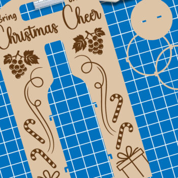 Intra απο ξύλο plywood  Χρώμα wenge 3mm-4mm πάχος - Θήκη χριστουγεννιάτικου μπουκαλιού κρασιού | Χριστούγεννα Δίασταση 4x14 cm INTRAFABR-76926073 - Image 2