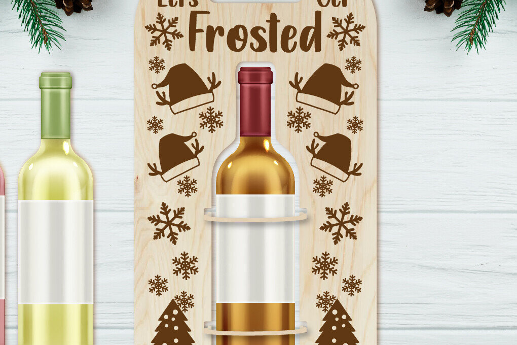 Intra απο ξύλο plywood  Χρώμα wenge 3mm-4mm πάχος - Θήκη χριστουγεννιάτικου μπουκαλιού κρασιού | Χριστούγεννα Δίασταση 4x14 cm INTRAFABR-6770466