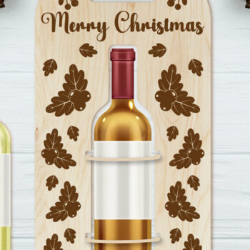 Intra απο ξύλο plywood  Χρώμα wenge 3mm-4mm πάχος - Θήκη χριστουγεννιάτικου μπουκαλιού κρασιού | Χριστούγεννα Δίασταση 4x14 cm INTRAFABR-122668129 - Image 1