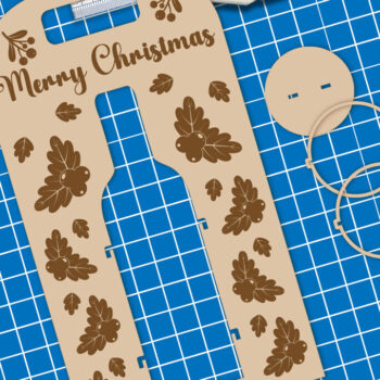 Intra απο ξύλο plywood  Χρώμα wenge 3mm-4mm πάχος - Θήκη χριστουγεννιάτικου μπουκαλιού κρασιού | Χριστούγεννα Δίασταση 4x14 cm INTRAFABR-122668129 - Image 2