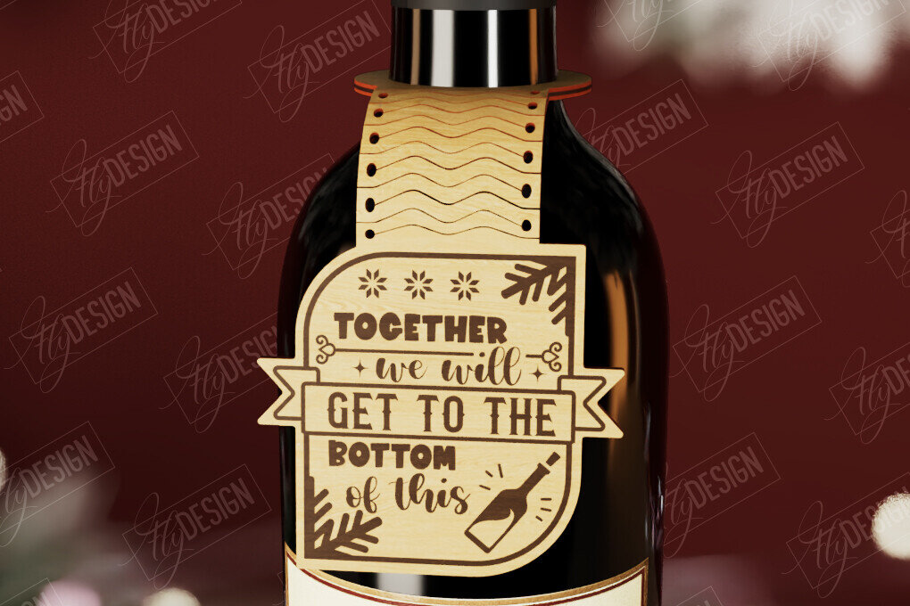 Intra απο ξύλο plywood  Χρώμα wenge 3mm-4mm πάχος - Χριστουγεννιάτικο μπουκάλι κρασιού Ετικέτα | Δώρο διακοπών Δίασταση 15x15 cm INTRAFABR-39968601