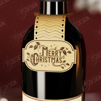 Intra απο ξύλο plywood Χρώμα wenge 3mm-4mm πάχος - Χριστουγεννιάτικο μπουκάλι κρασιού Ετικέτα | Δώρο διακοπών Δίασταση 15x15 cm INTRAFABR-111319654 - Image 1