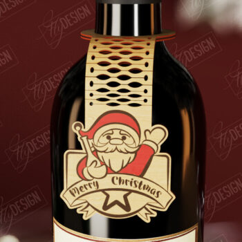 Intra απο ξύλο plywood Χρώμα wenge 3mm-4mm πάχος - Χριστουγεννιάτικο μπουκάλι κρασιού Ετικέτα | Δώρο διακοπών Δίασταση 15x15 cm INTRAFABR-114154720 - Image 1