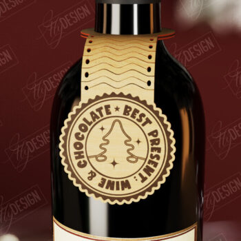 Intra απο ξύλο plywood Χρώμα wenge 3mm-4mm πάχος - Χριστουγεννιάτικο μπουκάλι κρασιού Ετικέτα | Δώρο διακοπών Δίασταση 15x15 cm INTRAFABR-117667300 - Image 1