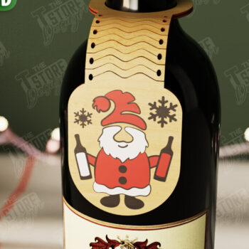 Intra απο ξύλο plywood Χρώμα wenge 3mm-4mm πάχος - Χριστουγεννιάτικο μπουκάλι κρασιού Ετικέτα | Ετικέτα διακοπών Δίασταση 15x15 cm INTRAFABR-116305600 - Image 1