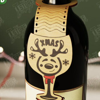 Intra απο ξύλο plywood  Χρώμα wenge 3mm-4mm πάχος - Χριστουγεννιάτικο μπουκάλι κρασιού Ετικέτα | Ετικέτα διακοπών Δίασταση 15x15 cm INTRAFABR-92144046 - Image 1