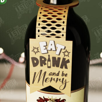 Intra απο ξύλο plywood Χρώμα wenge 3mm-4mm πάχος - Χριστουγεννιάτικο μπουκάλι κρασιού Ετικέτα | Ετικέτα διακοπών Δίασταση 15x15 cm INTRAFABR-105677403 - Image 1