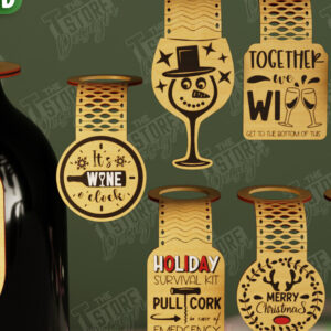 Intra απο ξύλο plywood  Χρώμα wenge 3mm-4mm πάχος - Χριστουγεννιάτικο μπουκάλι κρασιού Πακέτο ετικετών | CNC Δίασταση 15x15 cm INTRAFABR-119207906