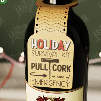 Intra απο ξύλο plywood Χρώμα wenge 3mm-4mm πάχος - Χριστουγεννιάτικο μπουκάλι κρασιού Πακέτο ετικετών | CNC Δίασταση 15x15 cm INTRAFABR-119207906 - Image 2