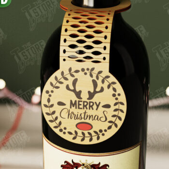 Intra απο ξύλο plywood Χρώμα wenge 3mm-4mm πάχος - Χριστουγεννιάτικο μπουκάλι κρασιού Πακέτο ετικετών | CNC Δίασταση 15x15 cm INTRAFABR-119207906 - Image 8