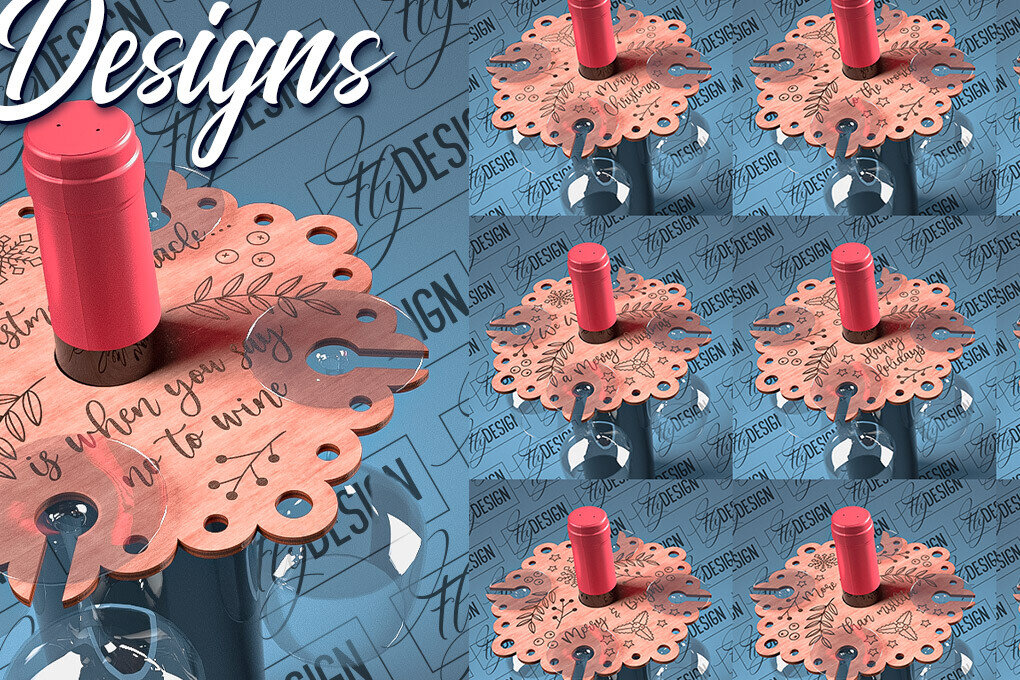 Intra απο ξύλο plywood  Χρώμα wenge 3mm-4mm πάχος - Christmas Wine Caddy Δίασταση 15x15 cm INTRAFABR-123221776