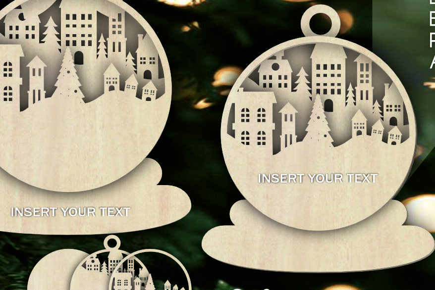 Intra απο ξύλο plywood  Χρώμα wenge 3mm-4mm πάχος - Χριστουγεννιάτικο Winter City Δίασταση 6x6 cm INTRAFABR-107140053