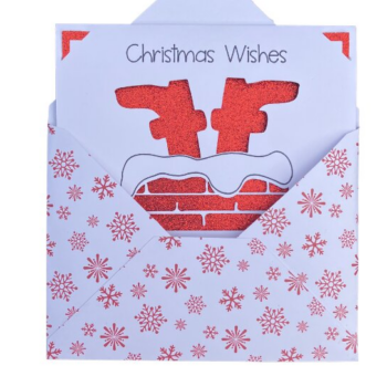 Intra απο ξύλο plywood  Χρώμα wenge 3mm-4mm πάχος - Χριστουγεννιάτικες ευχές Santa Chimney Card Δίασταση 25x5 cm INTRAFABR-87756810 - Image 1