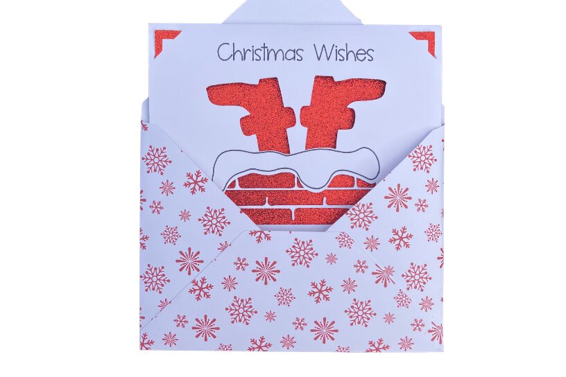 Intra απο ξύλο plywood  Χρώμα wenge 3mm-4mm πάχος - Χριστουγεννιάτικες ευχές Santa Chimney Card Δίασταση 25x5 cm INTRAFABR-87756810