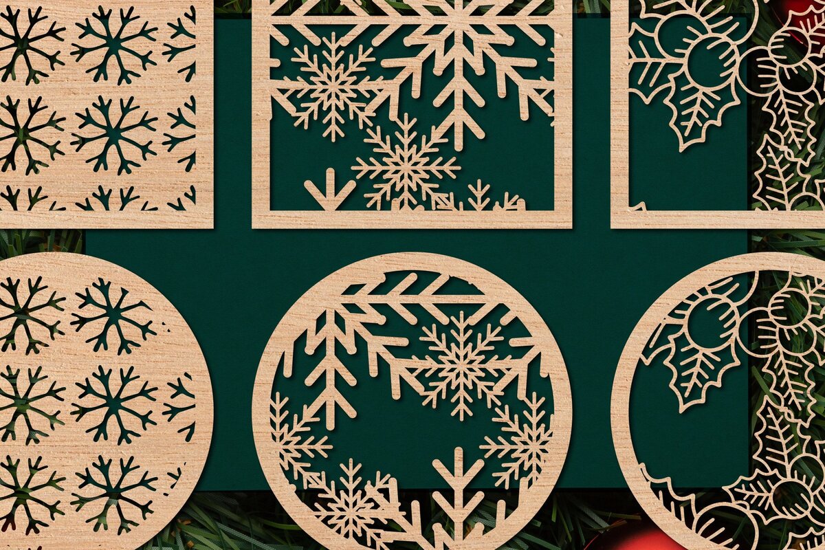 Intra απο ξύλο plywood  Χρώμα wenge 3mm-4mm πάχος - Πακέτο Christmas Wood Coastes Δίασταση 25x25 cm INTRAFABR-91120239