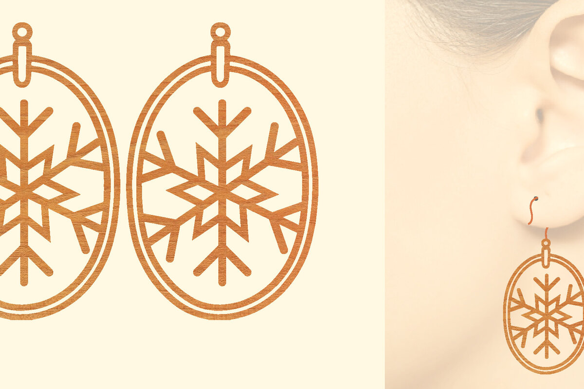 Intra απο ξύλο plywood  Χρώμα wenge 3mm-4mm πάχος - Χριστουγεννιάτικα Ξύλινα Σκουλαρίκια Δίασταση 3x3 cm INTRAFABR-118207619