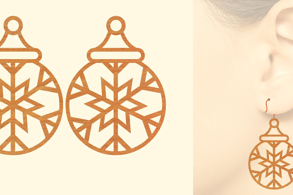 Intra απο ξύλο plywood  Χρώμα wenge 3mm-4mm πάχος - Χριστουγεννιάτικα Ξύλινα Σκουλαρίκια Δίασταση 3x3 cm INTRAFABR-116191877