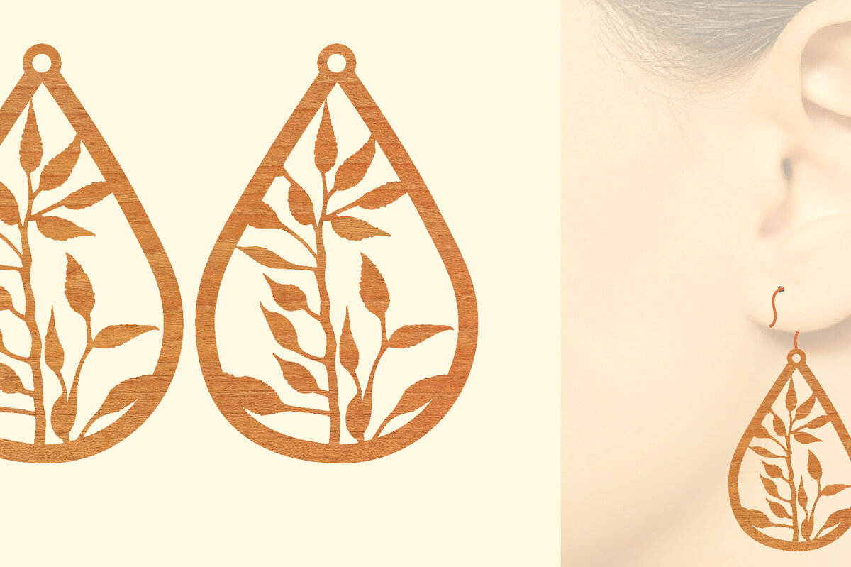 Intra απο ξύλο plywood  Χρώμα wenge 3mm-4mm πάχος - Χριστουγεννιάτικα Ξύλινα Σκουλαρίκια Δίασταση 3x3 cm INTRAFABR-91131215