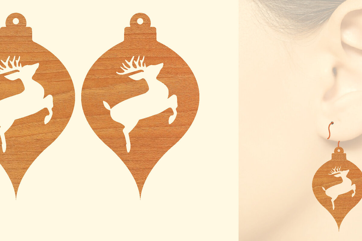 Intra απο ξύλο plywood  Χρώμα wenge 3mm-4mm πάχος - Χριστουγεννιάτικα Ξύλινα Σκουλαρίκια Δίασταση 3x3 cm INTRAFABR-86307486