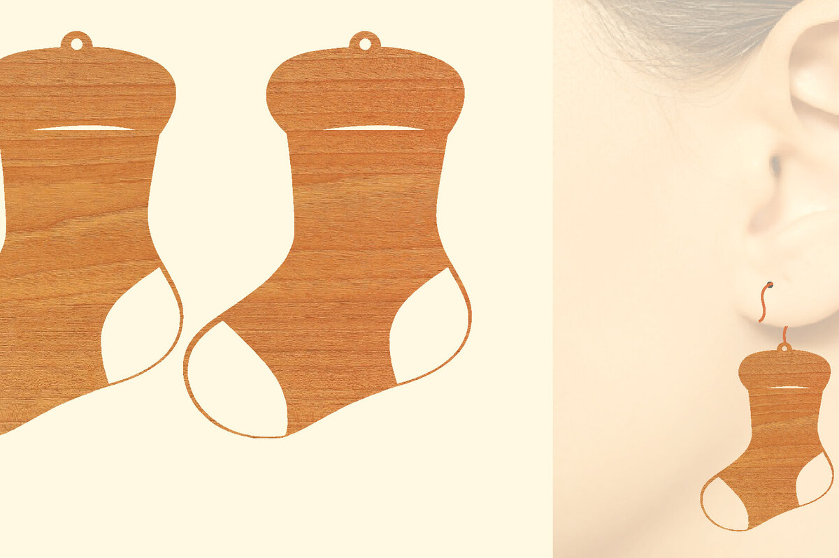 Intra απο ξύλο plywood  Χρώμα wenge 3mm-4mm πάχος - Χριστουγεννιάτικα Ξύλινα Σκουλαρίκια Δίασταση 3x3 cm INTRAFABR-115366094