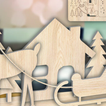 Intra απο ξύλο plywood  Χρώμα wenge 3mm-4mm πάχος - Πακέτο δώρου Χριστουγεννιάτικη ξύλινη κάρτα Δίασταση 15x15 cm INTRAFABR-116714582 - Image 4