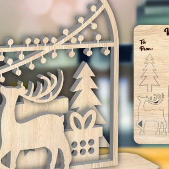 Intra απο ξύλο plywood  Χρώμα wenge 3mm-4mm πάχος - Πακέτο δώρου Χριστουγεννιάτικη ξύλινη κάρτα Δίασταση 15x15 cm INTRAFABR-116714582 - Image 5