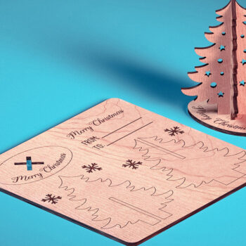 Intra απο ξύλο plywood  Χρώμα wenge 3mm-4mm πάχος - Χριστουγεννιάτικη Ξύλινη Κάρτα | Δίασταση 15x15 cm INTRAFABR-117679761 - Image 1