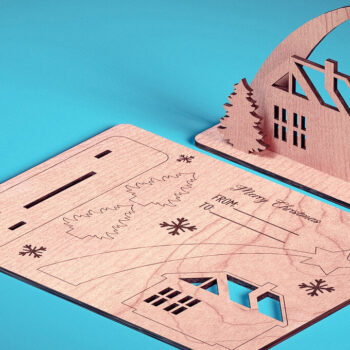 Intra απο ξύλο plywood  Χρώμα wenge 3mm-4mm πάχος - Χριστουγεννιάτικη Ξύλινη Κάρτα | Δίασταση 15x15 cm INTRAFABR-117679213 - Image 1