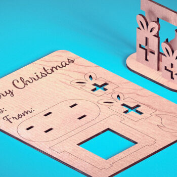 Intra απο ξύλο plywood Χρώμα wenge 3mm-4mm πάχος - Χριστουγεννιάτικη Ξύλινη Κάρτα Δίασταση 15x15 cm INTRAFABR-117679248 - Image 4