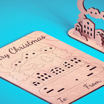 Intra απο ξύλο plywood Χρώμα wenge 3mm-4mm πάχος - Χριστουγεννιάτικη Ξύλινη Κάρτα Δίασταση 15x15 cm INTRAFABR-117679248 - Image 5