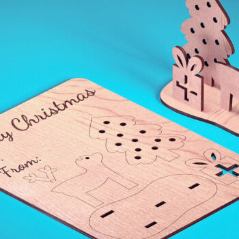 Intra απο ξύλο plywood Χρώμα wenge 3mm-4mm πάχος - Χριστουγεννιάτικη Ξύλινη Κάρτα Δίασταση 15x15 cm INTRAFABR-117679430 - Image 1