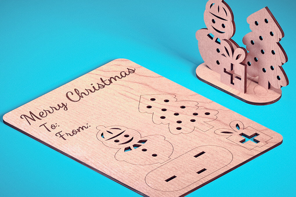 Intra απο ξύλο plywood  Χρώμα wenge 3mm-4mm πάχος - Χριστουγεννιάτικη Ξύλινη Κάρτα Δίασταση 15x15 cm INTRAFABR-117679601