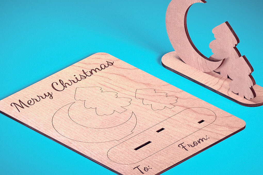 Intra απο ξύλο plywood  Χρώμα wenge 3mm-4mm πάχος - Χριστουγεννιάτικη Ξύλινη Κάρτα Δίασταση 15x15 cm INTRAFABR-98638035