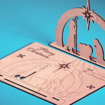 Intra απο ξύλο plywood  Χρώμα wenge 3mm-4mm πάχος - Χριστουγεννιάτικη Ξύλινη Κάρτα | Δίασταση 15x15 cm INTRAFABR-104370426 - Image 1