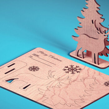 Intra απο ξύλο plywood  Χρώμα wenge 3mm-4mm πάχος - Χριστουγεννιάτικη Ξύλινη Κάρτα | Δίασταση 15x15 cm INTRAFABR-122185942 - Image 1