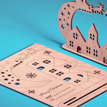 Intra απο ξύλο plywood Χρώμα wenge 3mm-4mm πάχος - Χριστουγεννιάτικη Ξύλινη Κάρτα | Δίασταση 15x15 cm INTRAFABR-108118216 - Image 2