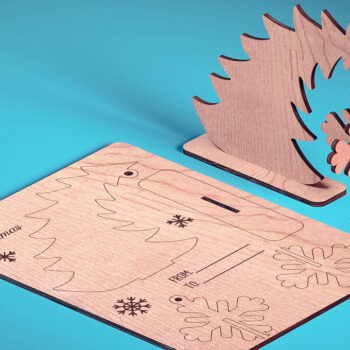 Intra απο ξύλο plywood Χρώμα wenge 3mm-4mm πάχος - Χριστουγεννιάτικη Ξύλινη Κάρτα | Δίασταση 15x15 cm INTRAFABR-108118216 - Image 3