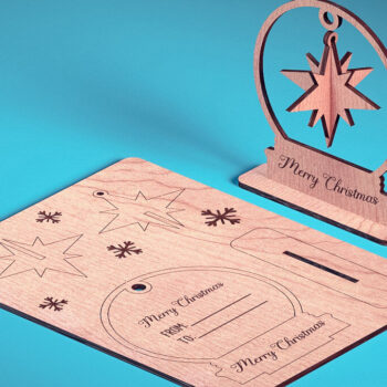 Intra απο ξύλο plywood Χρώμα wenge 3mm-4mm πάχος - Χριστουγεννιάτικη Ξύλινη Κάρτα | Δίασταση 15x15 cm INTRAFABR-108118216 - Image 4