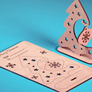 Intra απο ξύλο plywood Χρώμα wenge 3mm-4mm πάχος - Χριστουγεννιάτικη Ξύλινη Κάρτα | Δίασταση 15x15 cm INTRAFABR-108118216 - Image 8