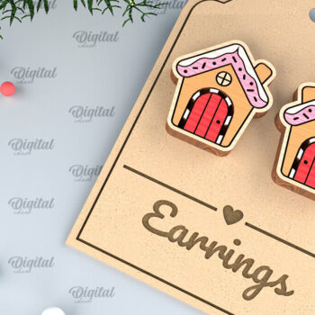 Intra απο ξύλο plywood Χρώμα wenge 3mm-4mm πάχος - Χριστουγεννιάτικα ξύλινα σκουλαρίκια με λέιζερ Δίασταση 3x3 cm INTRAFABR-87203444 - Image 1